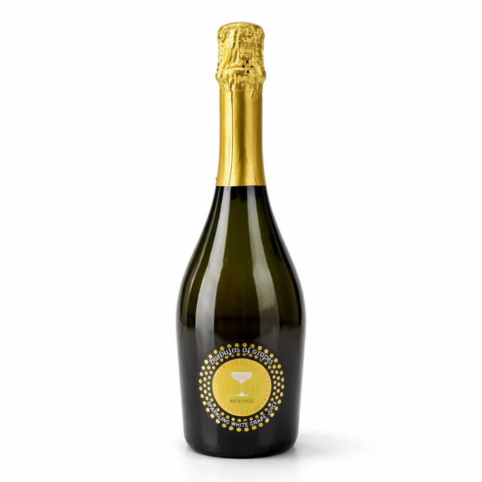 Burbujas of Grapes  Sparkling White Grape Juice 100% Airen 0.0% ABV  Spanish Sparkling Grape Juice 750ml
