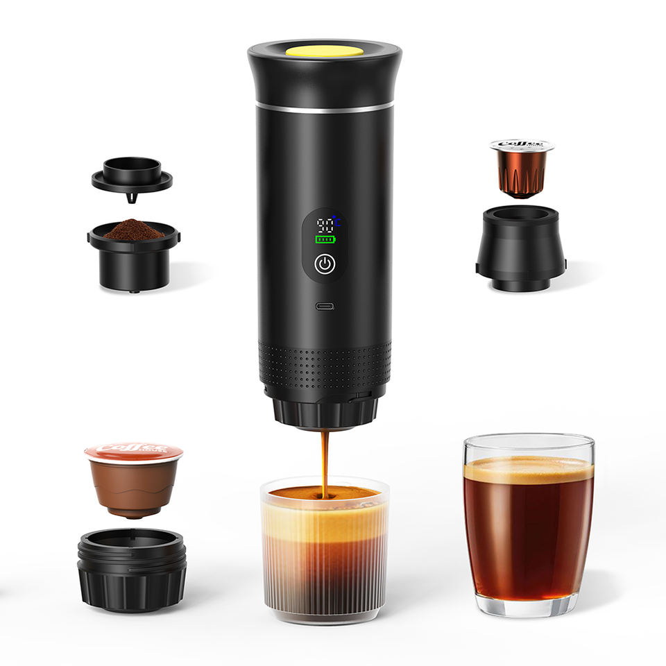2025 Factory Wholesale LED Display 20 Bar Portable Espresso Automatic Coffee Machine 3 in 1 USB Portable Travel Coffee Maker