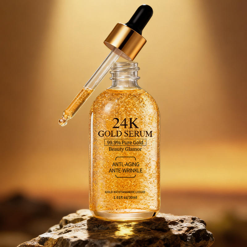 Wholesale Moisturizing Hydrating Nourishing 30ml Skin Care Gold Foil Anti-aging Anti-wrinkle 24K Gold Niacinamide Face Serum