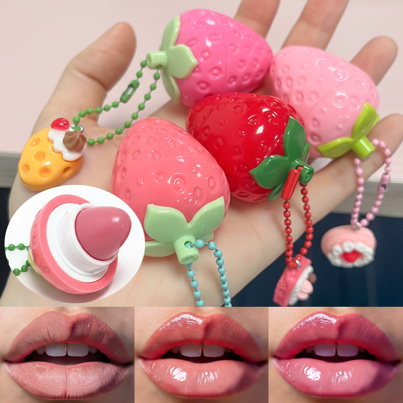 Private Label Long Lasting Lip Gloss Mineral Gel Lip Tint Waterproof High Pigment Lightweight Strawberry Moisturizing Lip Balm