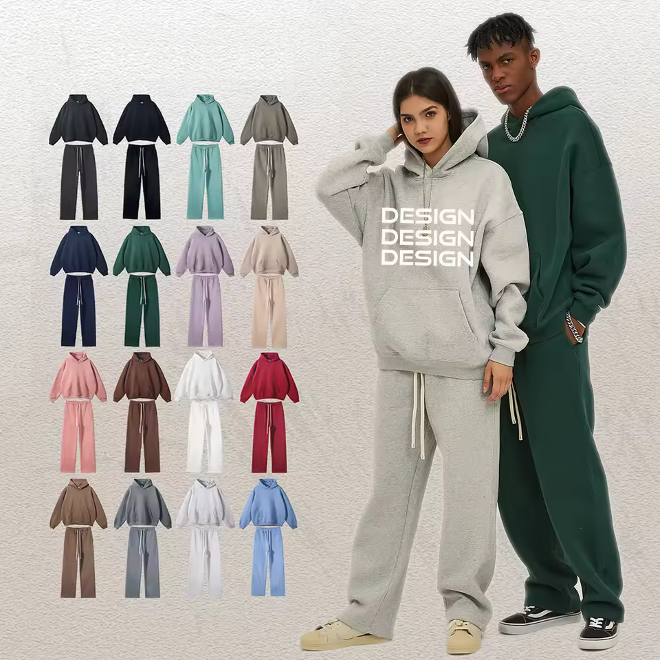 Custom Mens Tracksuit Oversized Hoodie Set Print Logo Blank Plus Size Men's Hoodie Unisex 100% Cotton Jogging Sweatsuit for Men