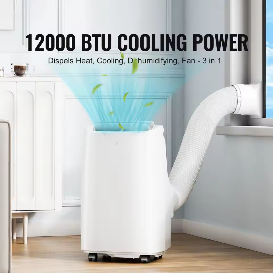 12,000 BTU Portable Air Conditioner Unit 3-in-1 AC with Remote Control for 550-700 Sq.Ft Cool Dehumidifier Fan Mode