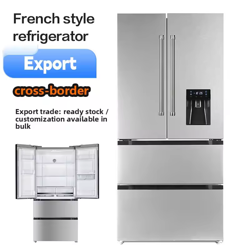 Foreign Trade Cross-Border Export Household French-Style 4-Door Stainless Steel Level One Energy Efficient Refrigerator