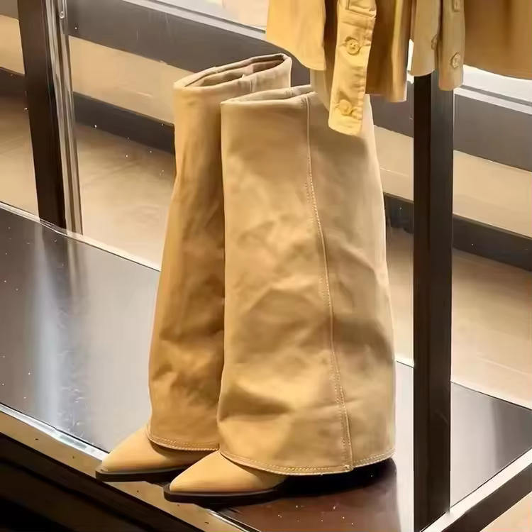 Autumn and Winter New Pointed Thick Heel Pants Women's Boots 820-1 Retro Long Boots High Heels Western Cowboy Boots