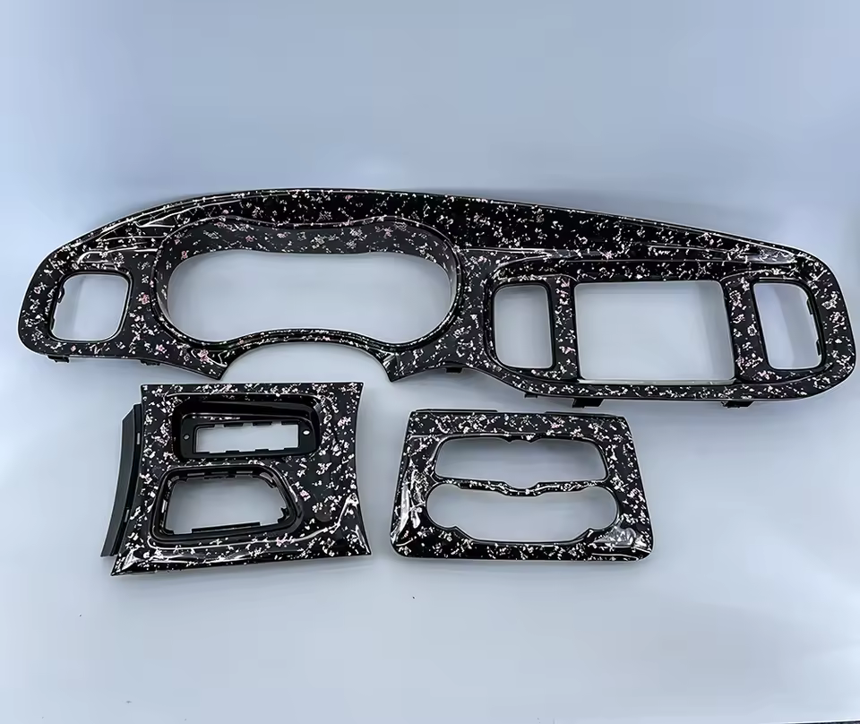 Replacement for Dodge Charger 2015-2023 Forged Carbon Fiber with Pink & Silver Flakes Interior Trim Kit Single Pieces