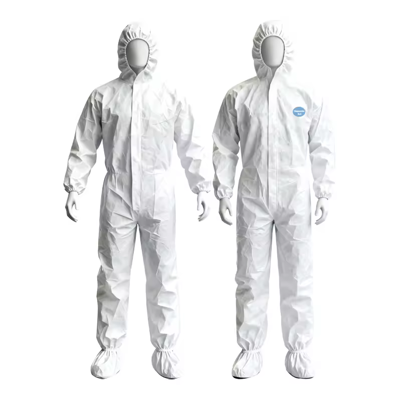 Wholesale Water Resistant Hazmat Suit Type 4b/5b/6b Chemical Protective Ppes Suit Microporous Disposable Coveralls for Men