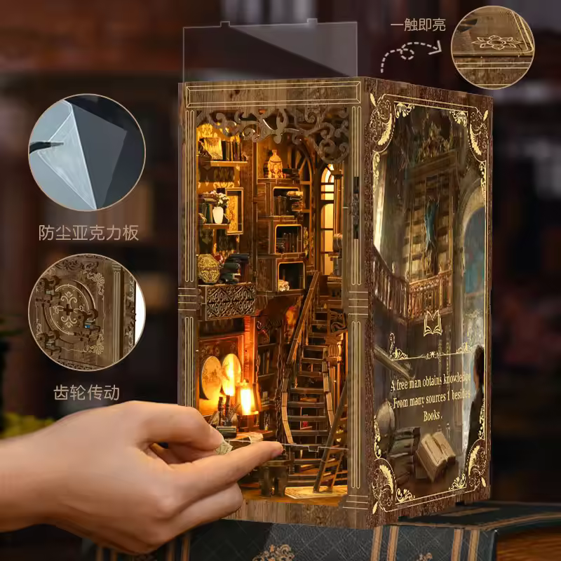 Custom Wooden Assembled Book DIY Hut Model House 3D Toy BV02-008 Ancient Books for Ages 14+