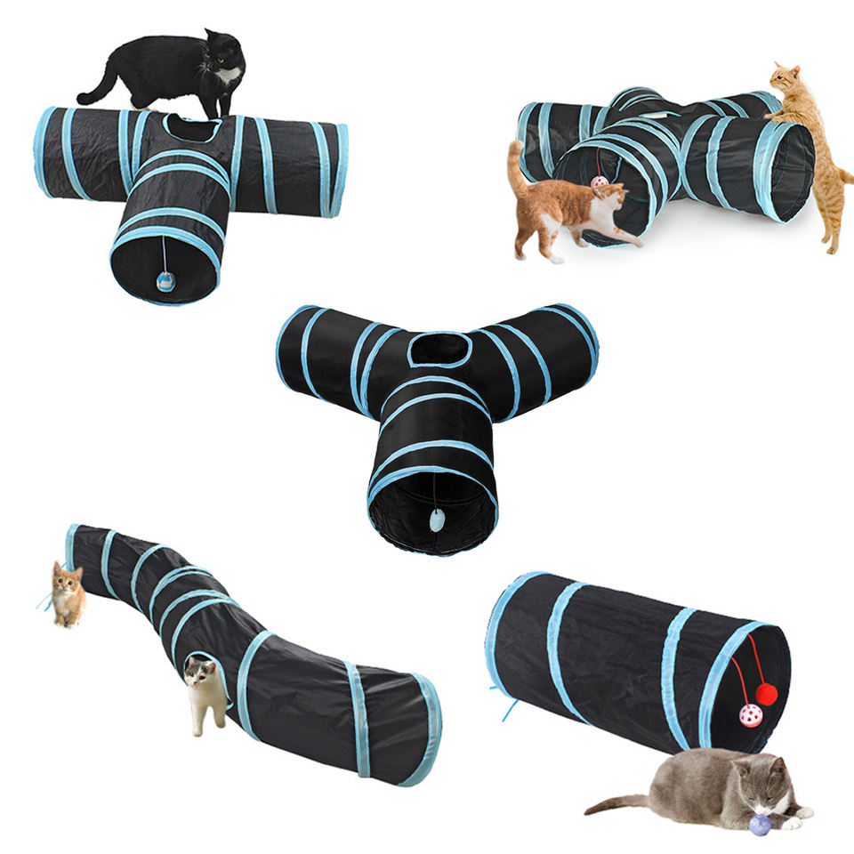 2026 Hot Sale Multi-Channel Durable Collapsible Foldable Cat Tunnel for Interactive Puzzle Exercising Hiding Training