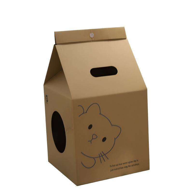 Milk Carton Cat Scratch Board & House Corrugated Paper Cat Bed for All Ages Cats Under 16lbs Wear Resistant Durable