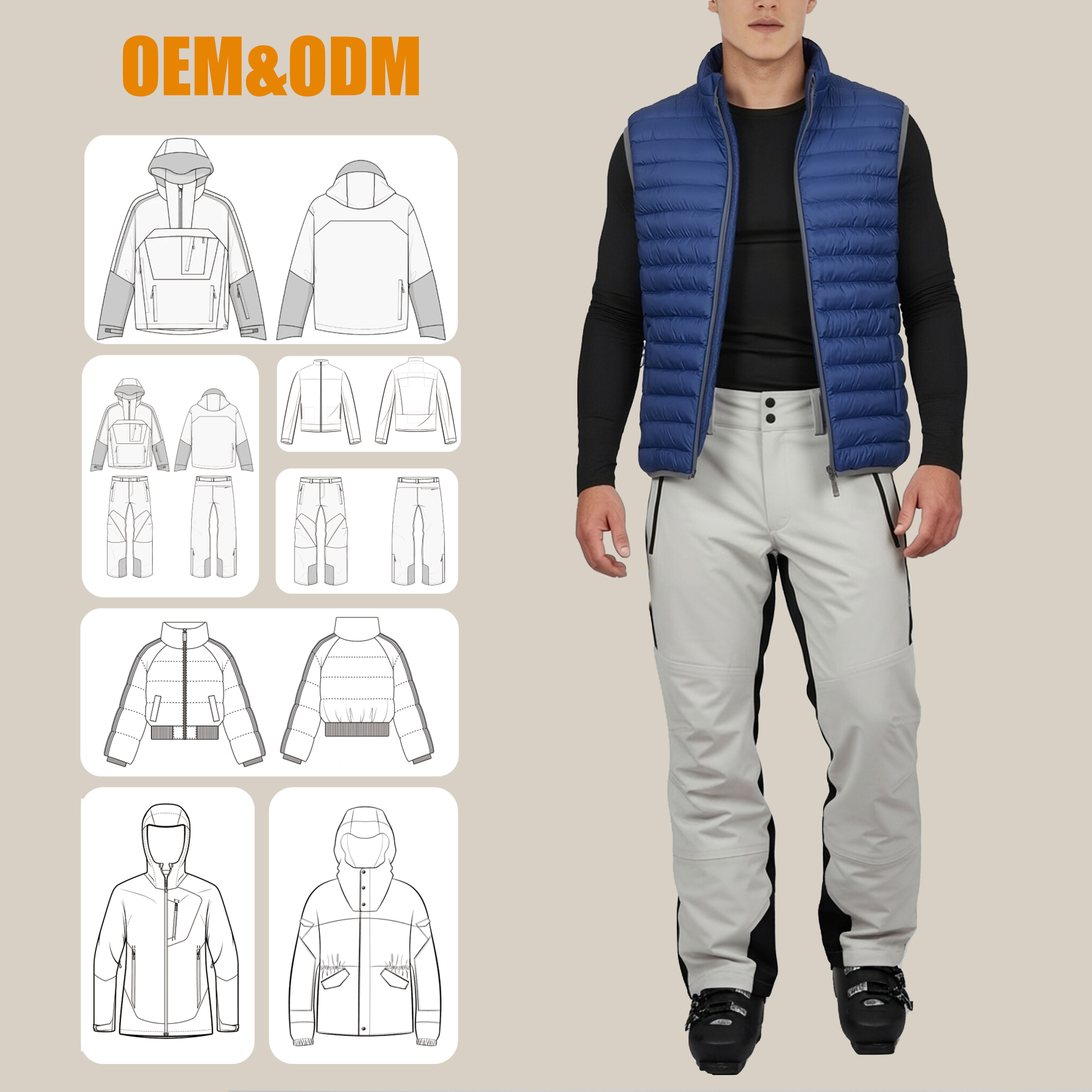 Men Winter Polyfilling Outdoor Sleeveless Padded Vest Jacket
