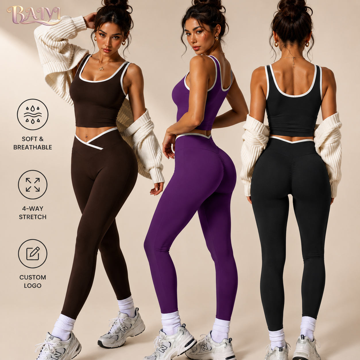 Custom Logo Women Seamless Yoga 2 Piece Set High Stretch Quick Dry Workout Tank Top Private Label Gym Activewear