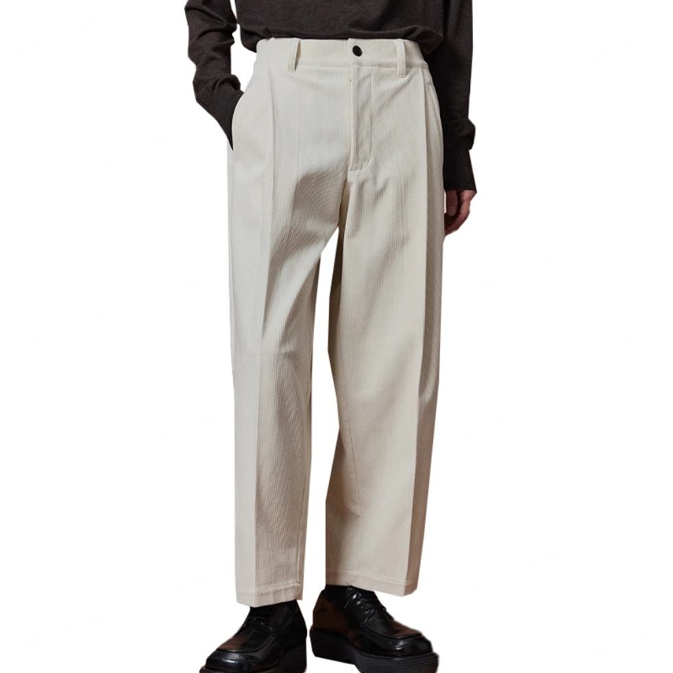 Men Vintage Corduroy High Waist Wide Leg Baggy Pants
