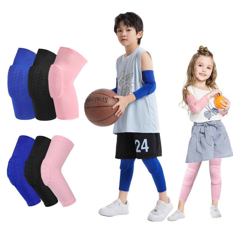 SHIWEI Youth Basketball EVA Honeycomb Knee Pads for Kids Sports Protection