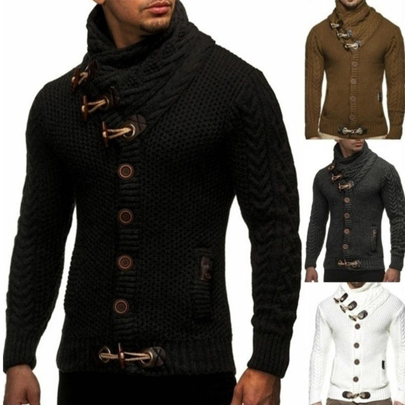 Men's Plain Color Button up Knitted Cardigan Sweater